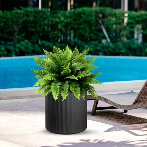 Vaso in resina da esterno interno tondo cilindrico d.36x35h Modigliani Grigio