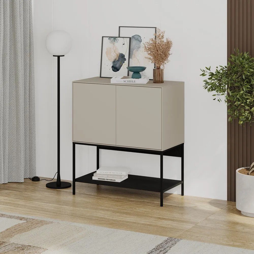 Mobile nero e crema 80x90x40 cm Amira - Marckeric