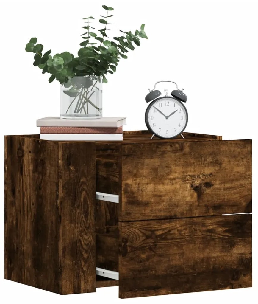 Comodini A Muro 2 Pz Rovere Fumo 45x30x35 Cm /