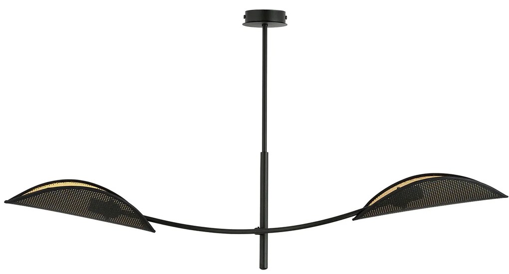 Sospensione Nordica 2 Luci Ares In Acciaio Nero Oro Bracci Regolabili