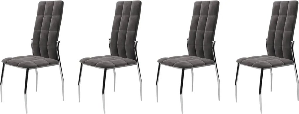 Set di 4 sedie K416 in velluto grigio