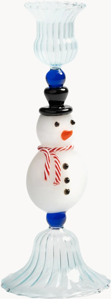 Portacandele in vetro borosilicato fatto a mano Merry Snowman