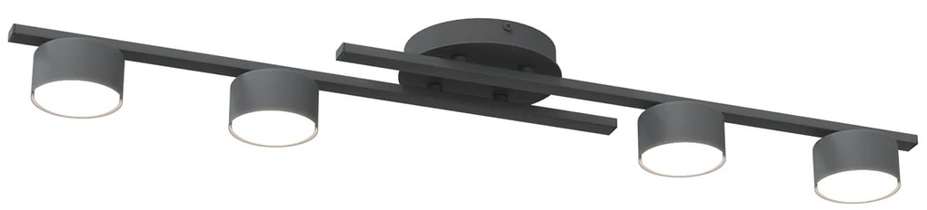 Plafoniera 4 Luci Freyr In Acciaio Nero Diffusori Cilindrici