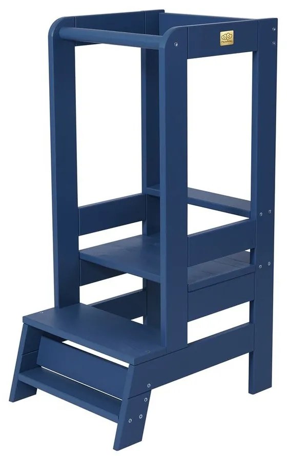 Torre di apprendimento blu in pino massiccio Montessori – Meowbaby