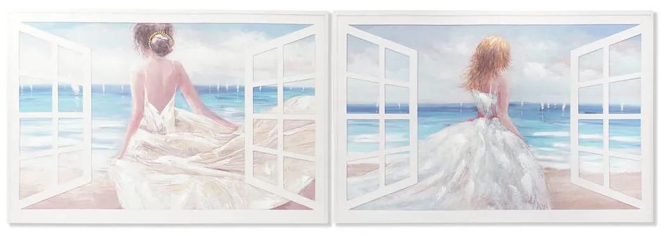 Quadro DKD Home Decor Spiaggia Mediterraneo (120 x 3 x 80 cm) (2 Unità)