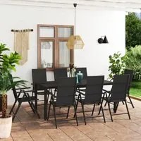 Set da Pranzo da Giardino 9 pz Nero 3060063