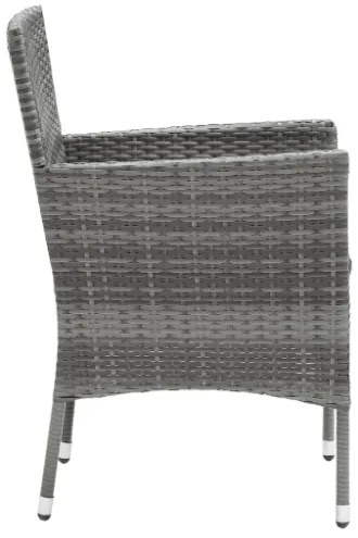 Set da Pranzo per Giardino 7 pz con Cuscini Polyrattan Grigio