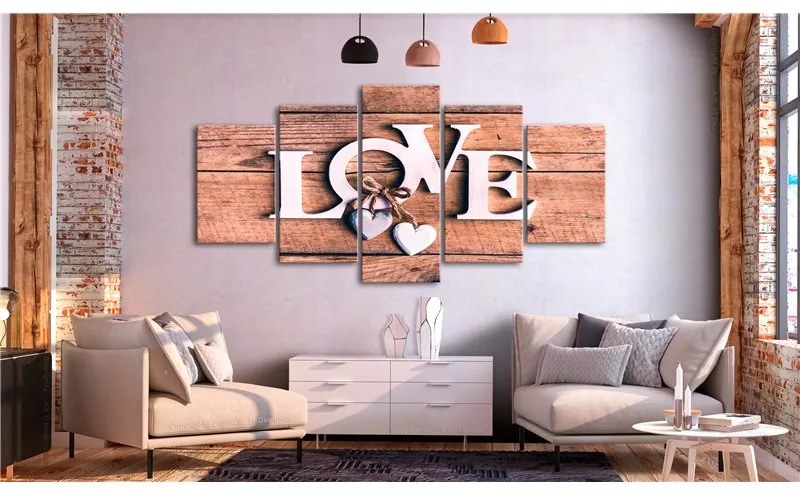 Quadro  Wooden Letters (5Parts) Wide  Colore Marrone, Dimensioni e Misure 100x50