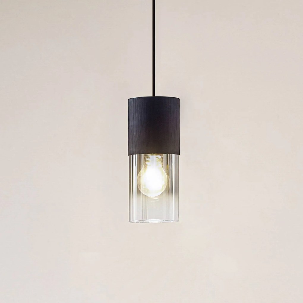 Lampada a sospensione Lindby Svante, 1 luce, nero, vetro, Ø 10 cm