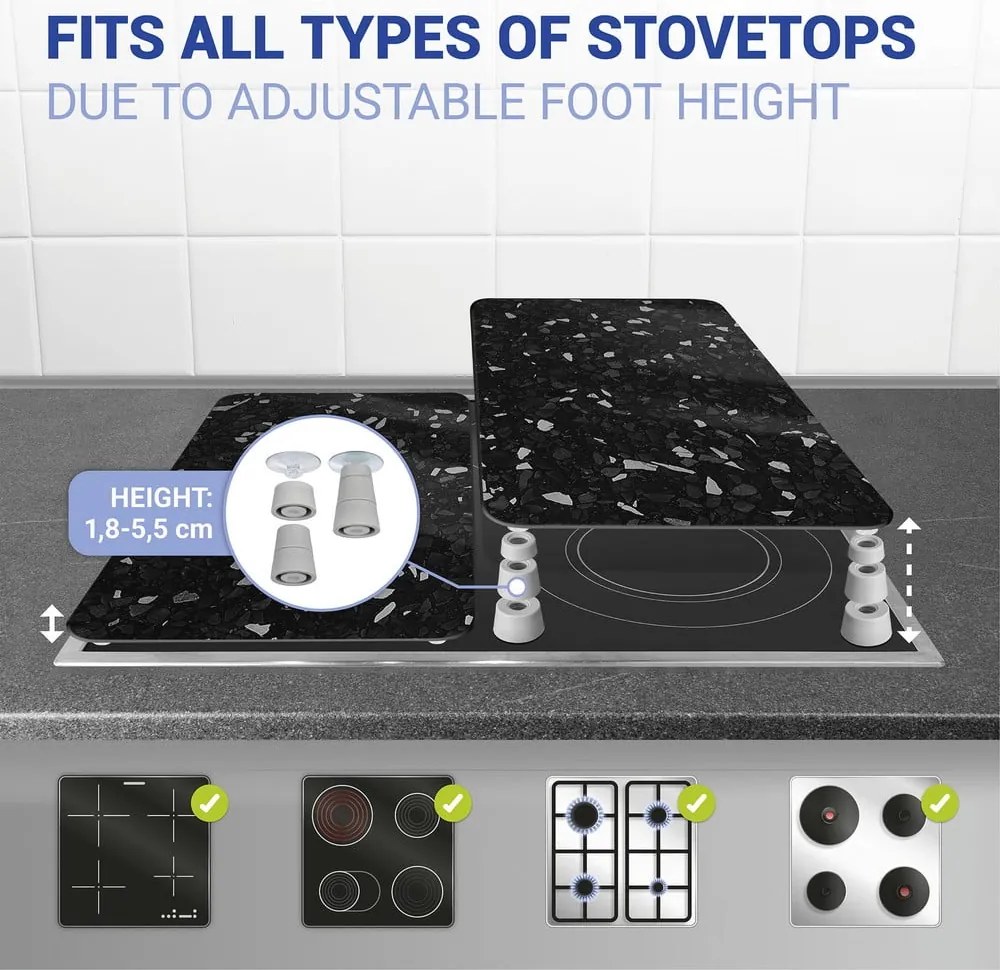 Set di 2 copri stufe in vetro nero Universal - Wenko