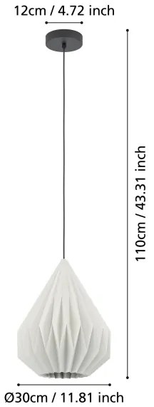 Eglo 43932 - Lampadario a sospensione con filo MINTING 1xE27/25W/230V diametro 31 cm