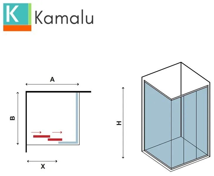 Kamalu - Box doccia 90x100 altezza 180 cm apertura scorrimento KP3000S