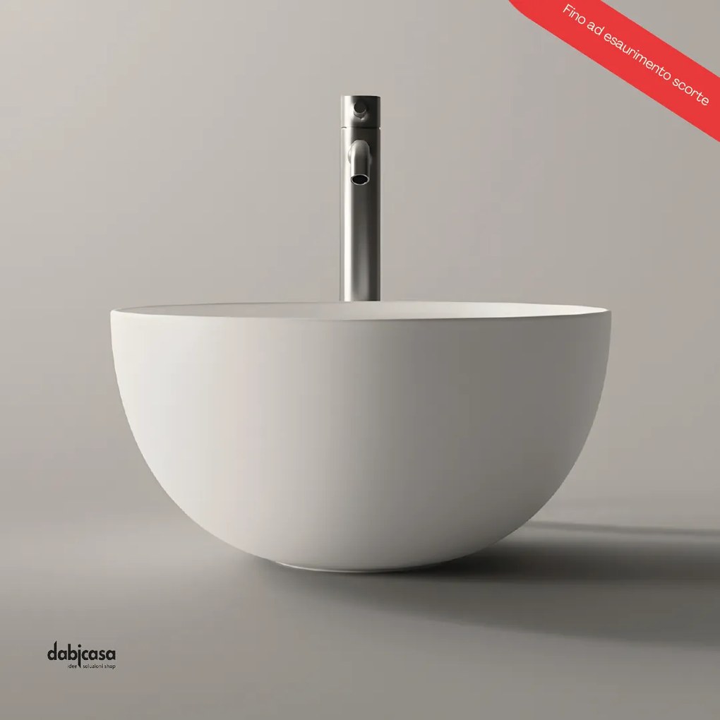 Alice Ceramica "Unica Round" Lavabo D'Appoggio In Ceramica Da Diam.40x20 Finitura Bianco Lucido