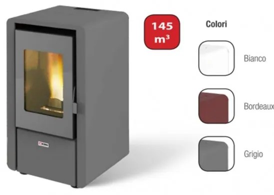 Stufa a pellet ad aria 6.15 kW King 60 bianco per ambienti fino a 55 mq