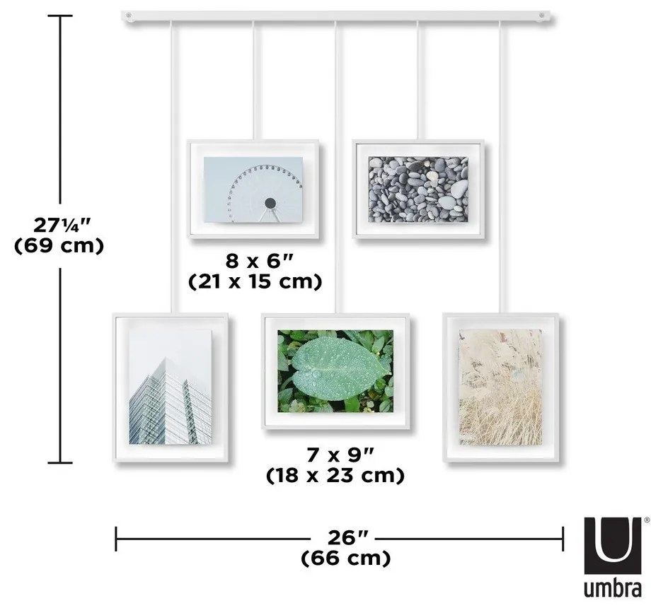 Cornici da parete in metallo bianco in set da 5 66x69 cm Exhibit - Umbra