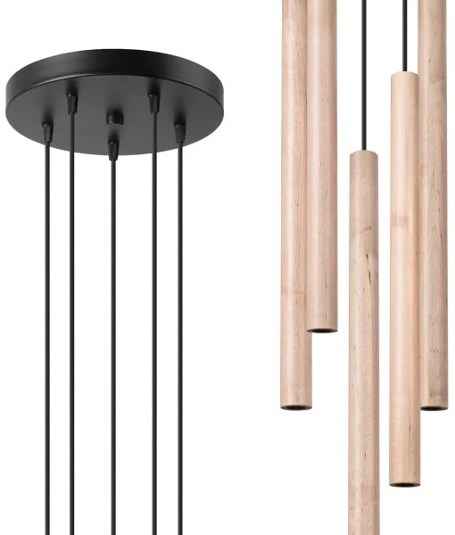 Sollux SL.1270 - Lampadario a sospensione con filo PASTELO 5xG9/8W/230V legno