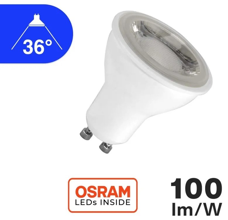 Faretto LED GU10 8W, Angolo 36°, OSRAM LED Colore Bianco Caldo 3.000K