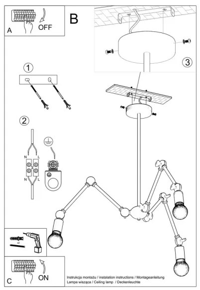 Lampadario a sospensione STARK 3xE27/60W/230V