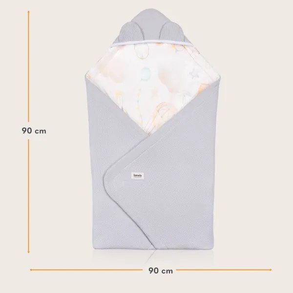Lionelo - Sacco avvolgente per seggiolino auto TRAVEL SWADDLE 90x90 cm Grigio Baloon