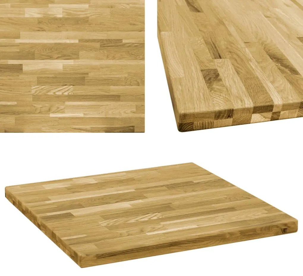 Piano Del Tavolo Legno Massello Di Rovere Quadrato 44mm 80x80cm /