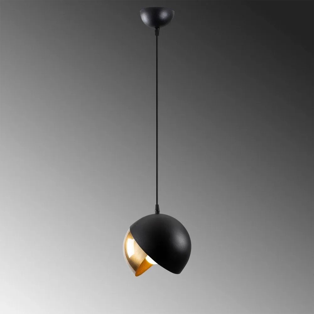 Lampadario nero/dorato con paralume in metallo ø 20 cm Berceste – Opviq lights