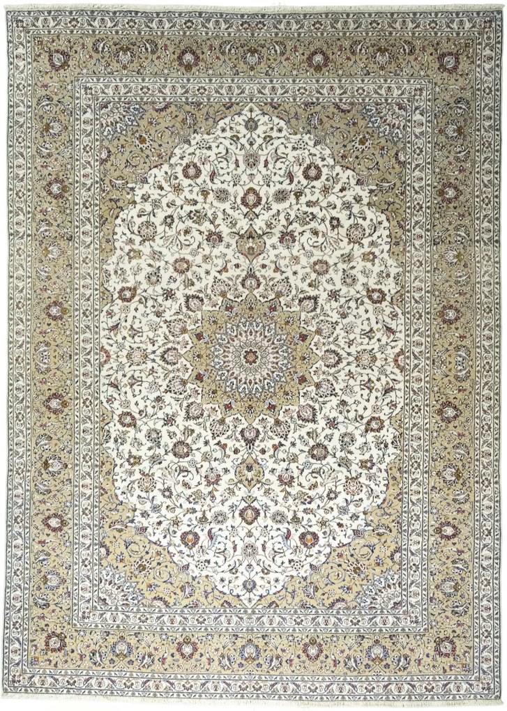 Kashan Tappeto persiano 410x290 Beige (Iran) Annodato A Mano