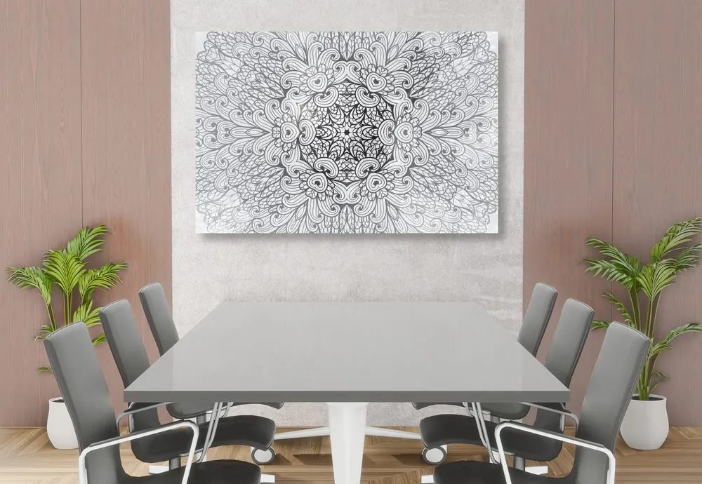 Stampa su tela – Mandala etnica in bianco e nero