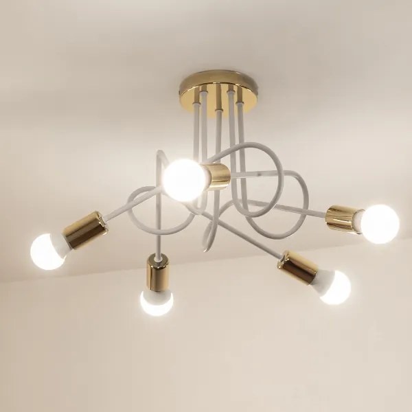 Plafoniera OXFORD 5xE27/15W/230V oro/bianco