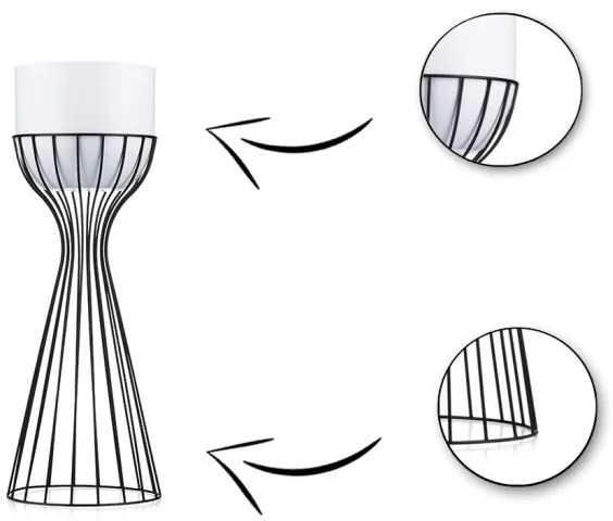 Vaso da fiori in metallo LOFT 46x20 cm nero/bianco