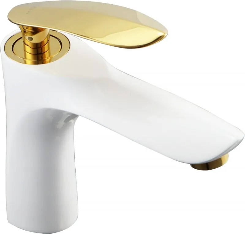 Mexen Lily rubinetto lavabo, bianco/oro - 73600-25
