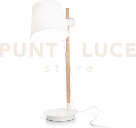 Axel lampada da tavolo in metallo legno e tessuto 1 luce attacco e2...