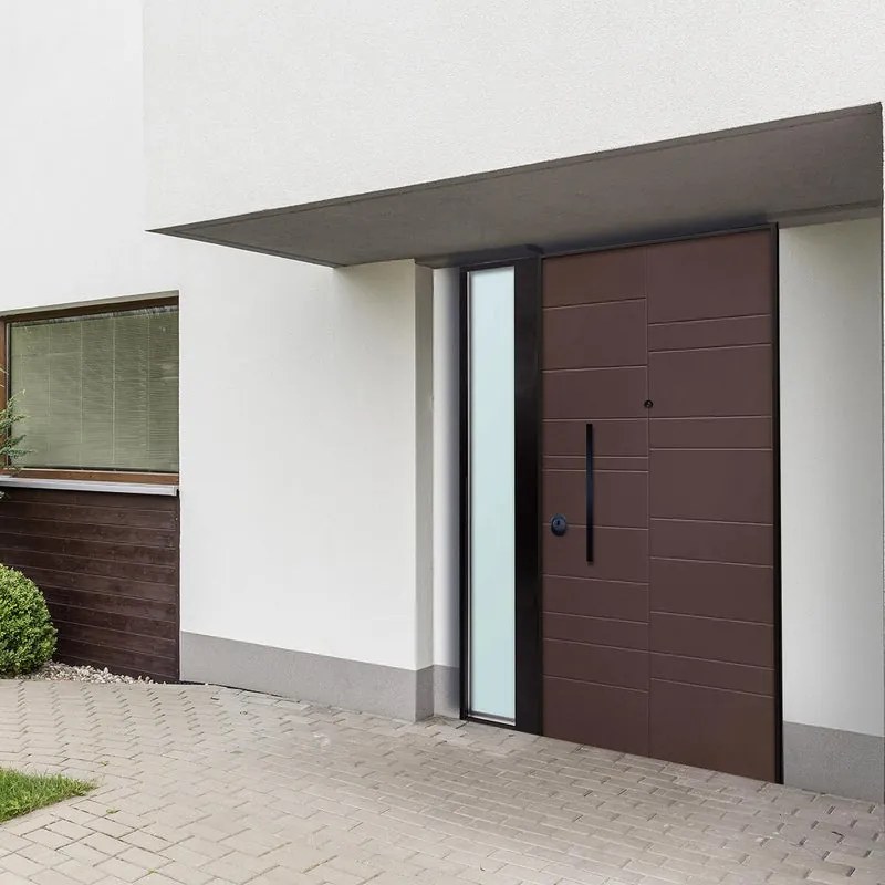 Porta blindata MASTER Halo L 90 x H 210 cm in PVC bianco con doppio vetro, apertura spingere a destra, falso telaio incluso