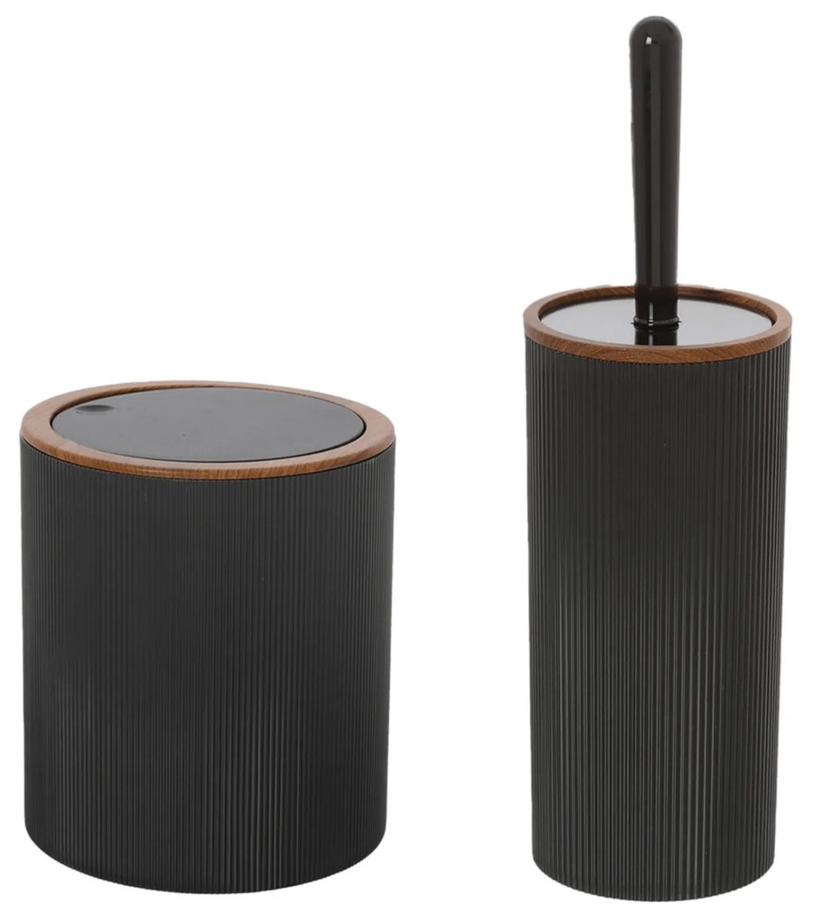 Set 2 Accessori D'Appoggio Feridras "London" Nero/Legno