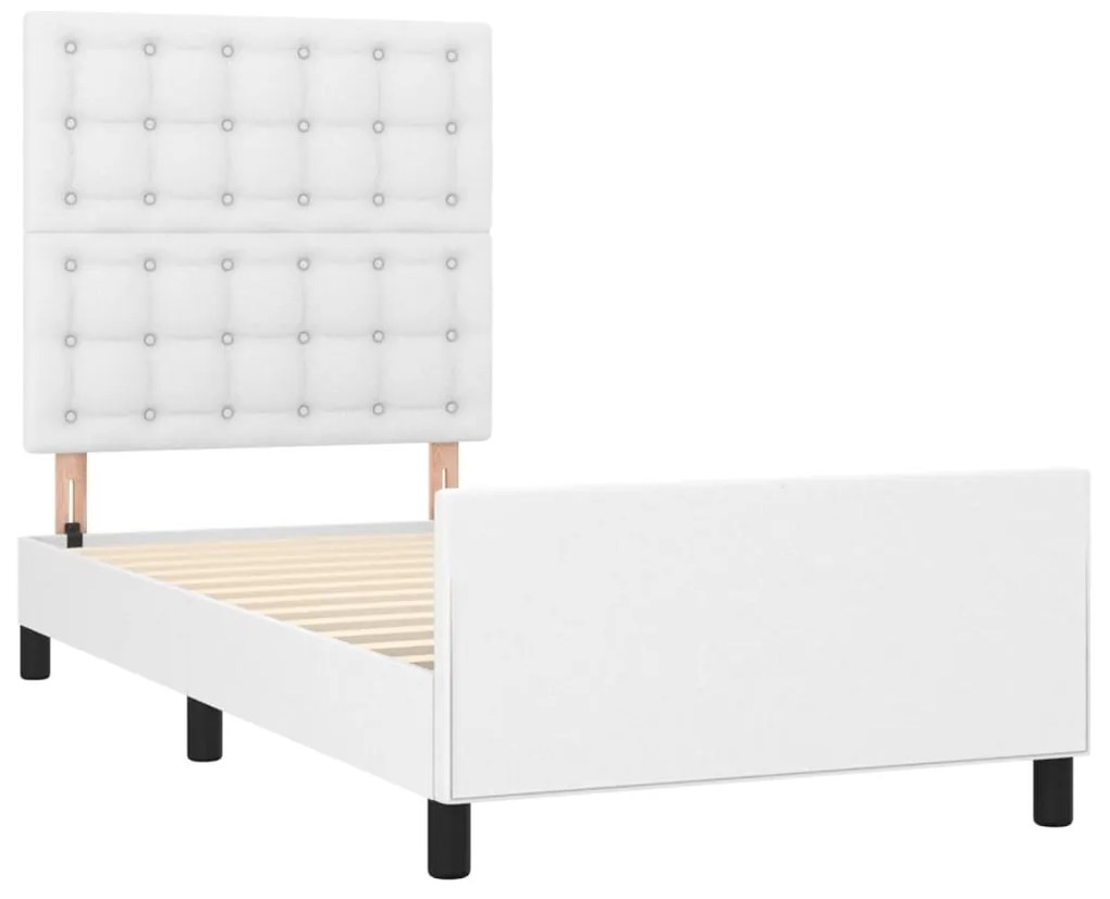 Giroletto con testiera bianco 90x190 cm in similpelle