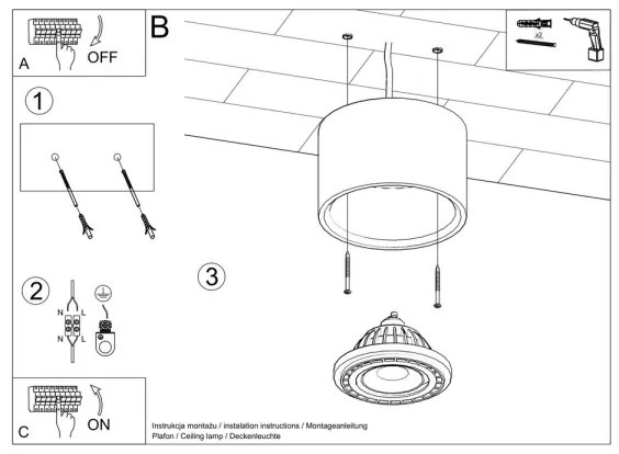 Plafoniera BASIC AR111 1xGU10/40W/230V concrete