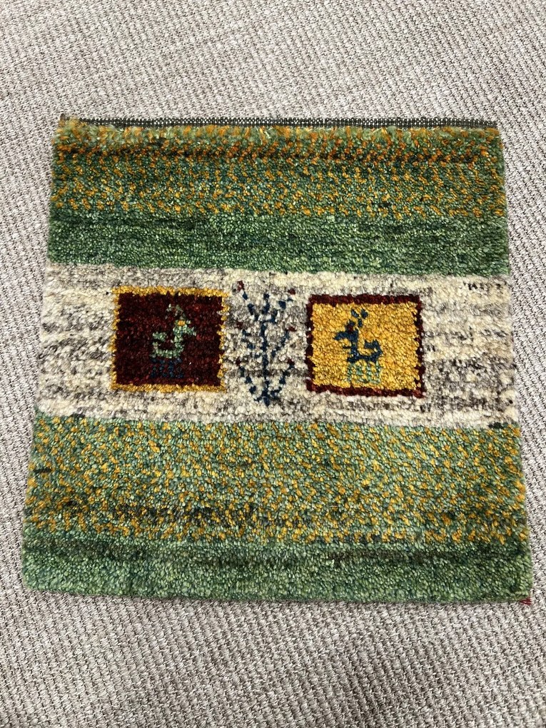 Gabbeh Tappeto 40 x 40 Verde (Iran) Annodato A Mano