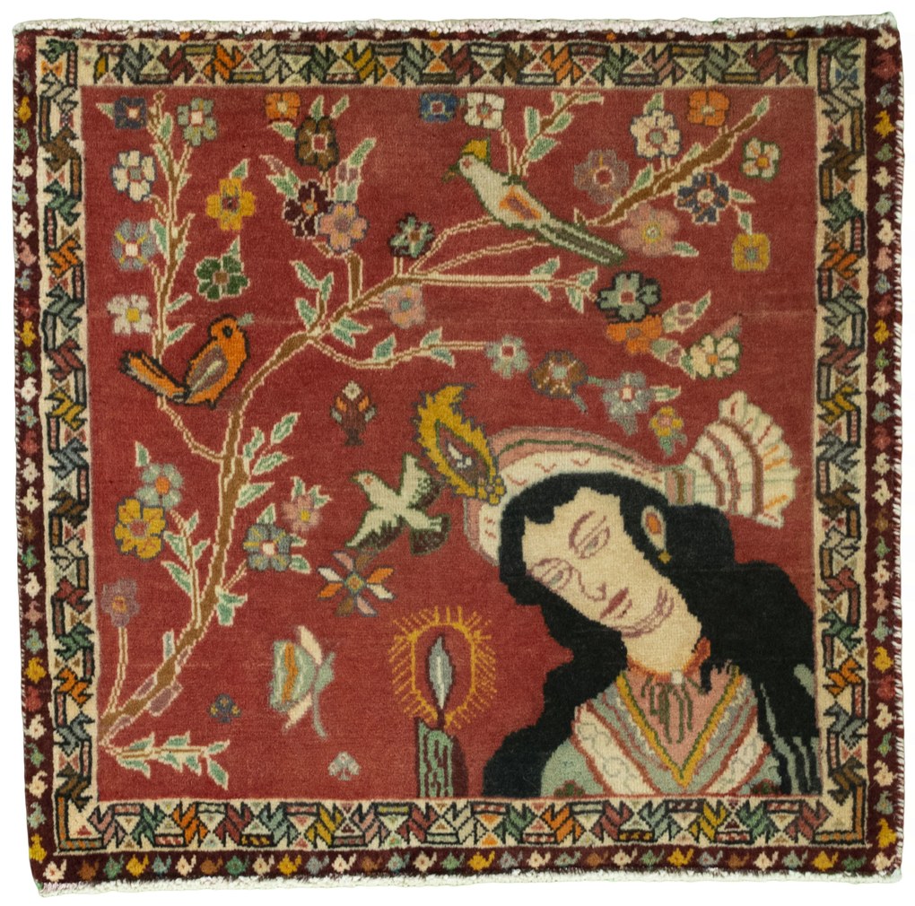 Shiraz Tappeto persiano 60x60 Rosso (Iran) Annodato A Mano