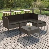 Set Divani da Giardino 5 pz con Cuscini in Polyrattan Grigio 3094378