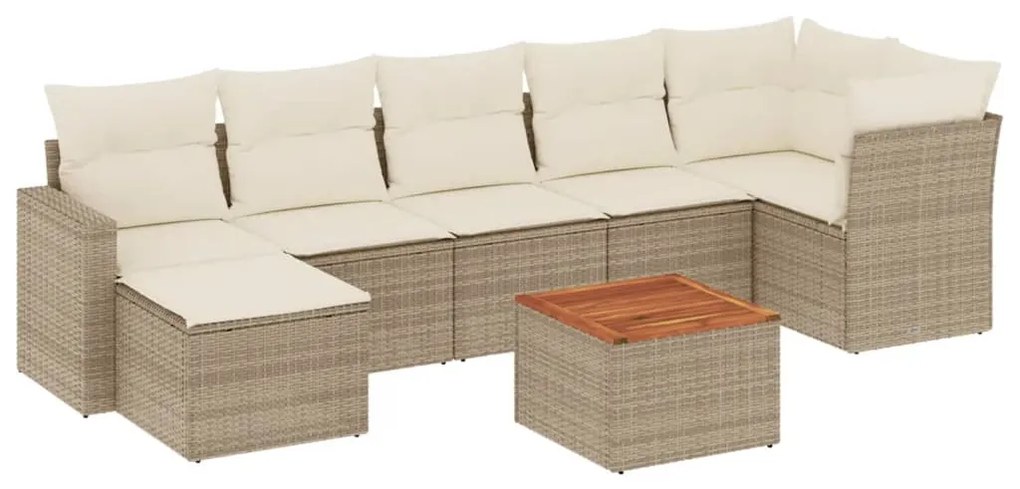 Set divano da giardino 8 pz con cuscini beige in polyrattan