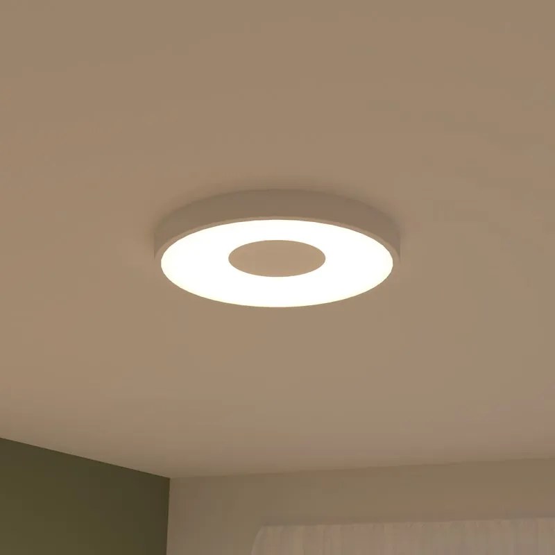 Plafoniera LED Piazo Ø 48 cm bianco IP21 cct da bianco caldo a bianco freddo con regolazione di temperatura, 8800 lumen INSPIRE
