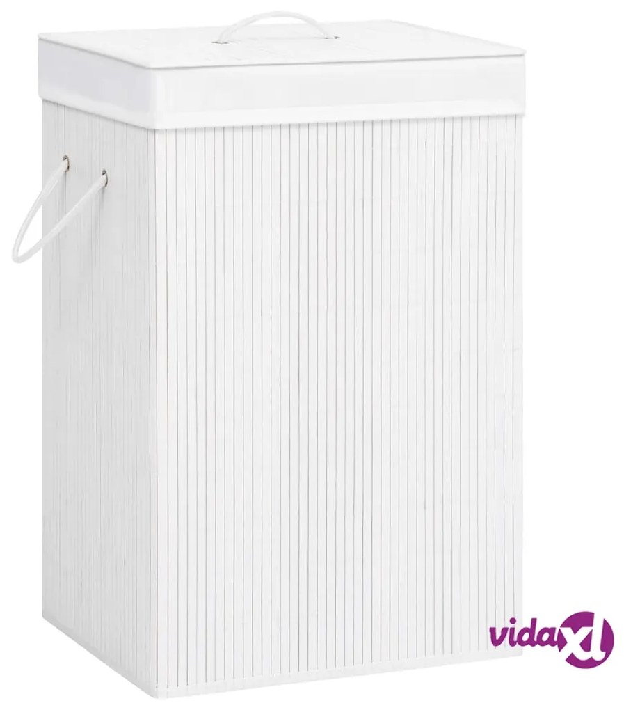 vidaXL Cesto Portabiancheria in Bambù a 2 Sezioni Bianco 72 L