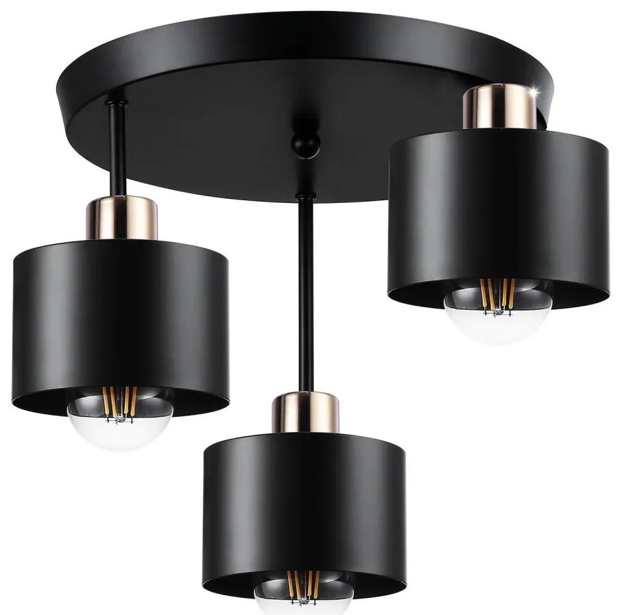 Lampadario a sospensione con supporto rigido 3xE27/35W/230V diametro 30 cm nero/oro