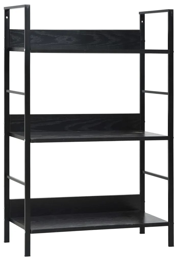 Scaffale Libri 3 Ripiani Nero 60x27,6x90,5 Cm Legno Multistrato /
