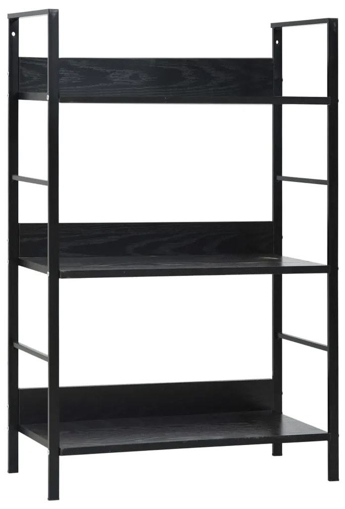 Scaffale Libri 3 Ripiani Nero 60x27,6x90,5 cm Legno Multistrato