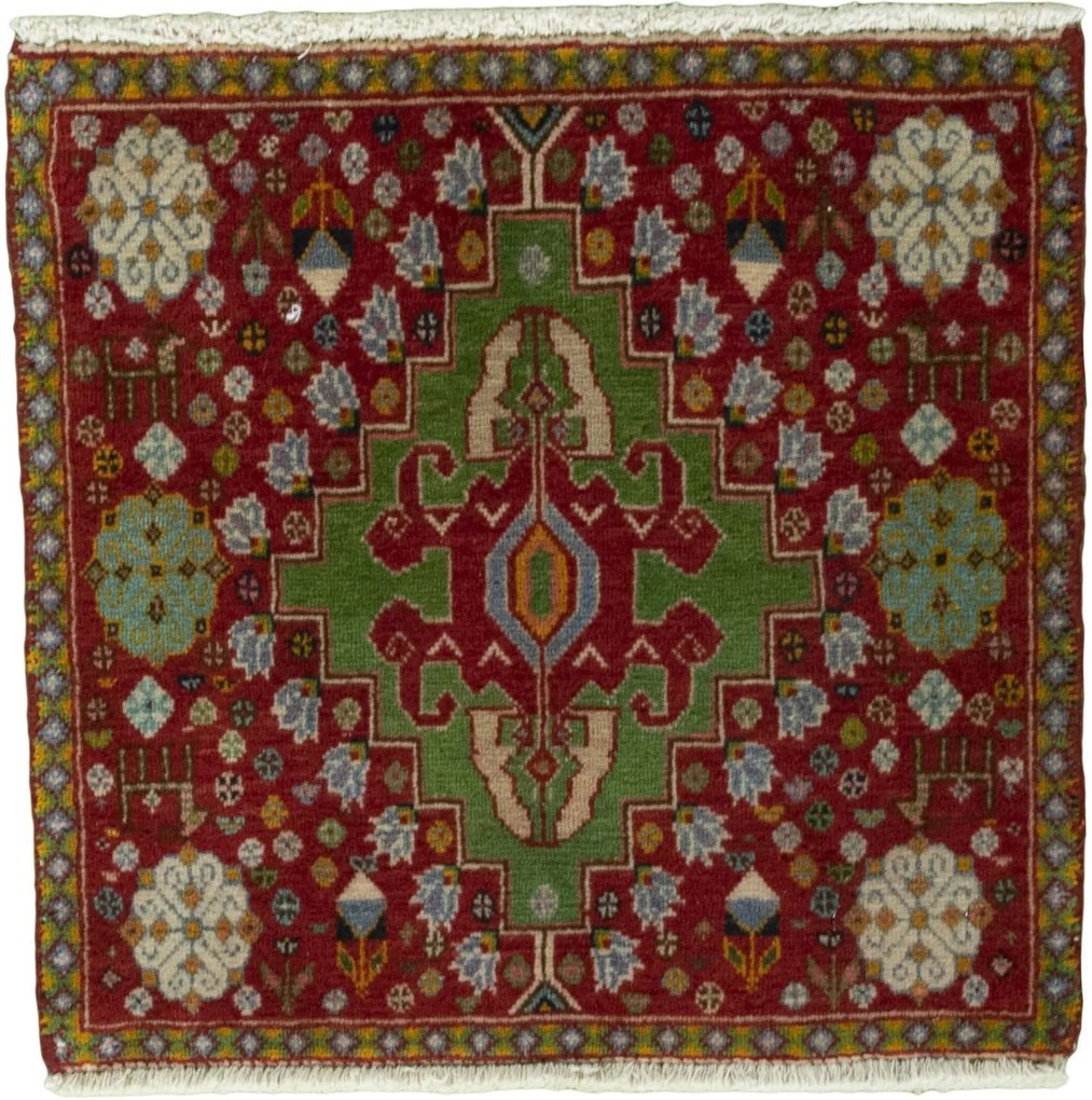 Shiraz Tappeto 50x50 Rosso (Iran) Annodato A Mano