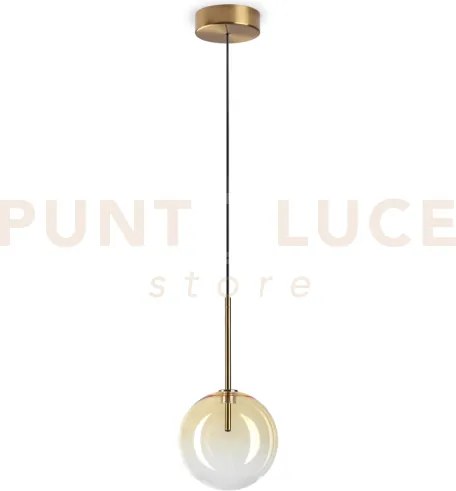 Equinoxe sospensione in vetro ambra e ottone antico 1 luce attacco ...