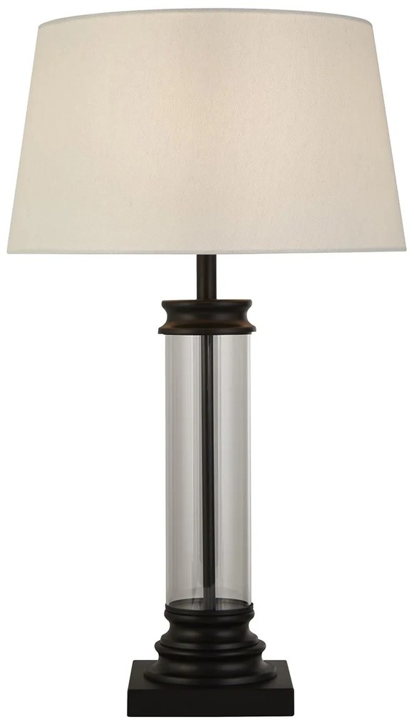 Lampada Scrivania Contemporanea Pedestal Acciaio Nero Vetro Bianco 1 Luce E27