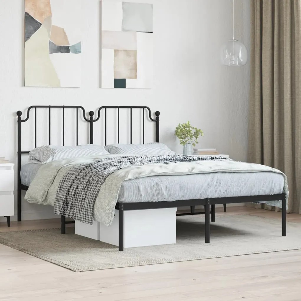 Giroletto Con Testiera İn Metallo Nero 140x190 Cm /