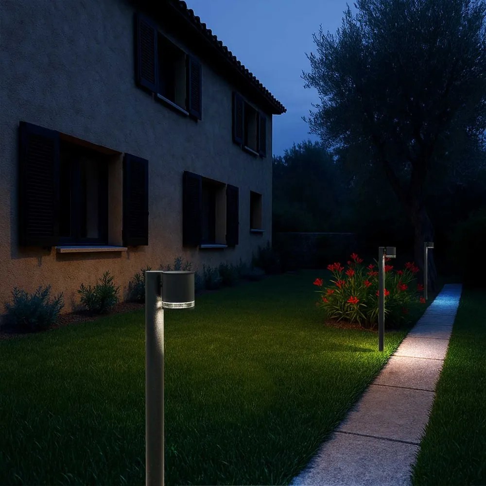 Paletto da Giardino Solare Nero da 100cm, IP54 in Alluminio Colore Bianco Naturale 4.000K