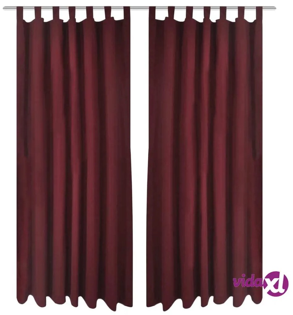 vidaXL Tende in Micro-Raso Bordò 2 pz con Occhielli 140 x 175 cm